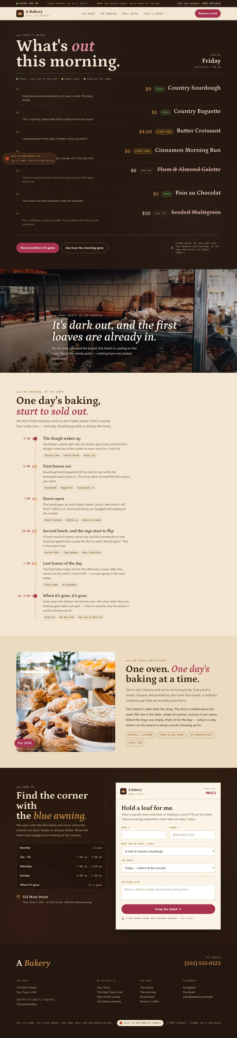 A Bakery demo website by Good Website Company
