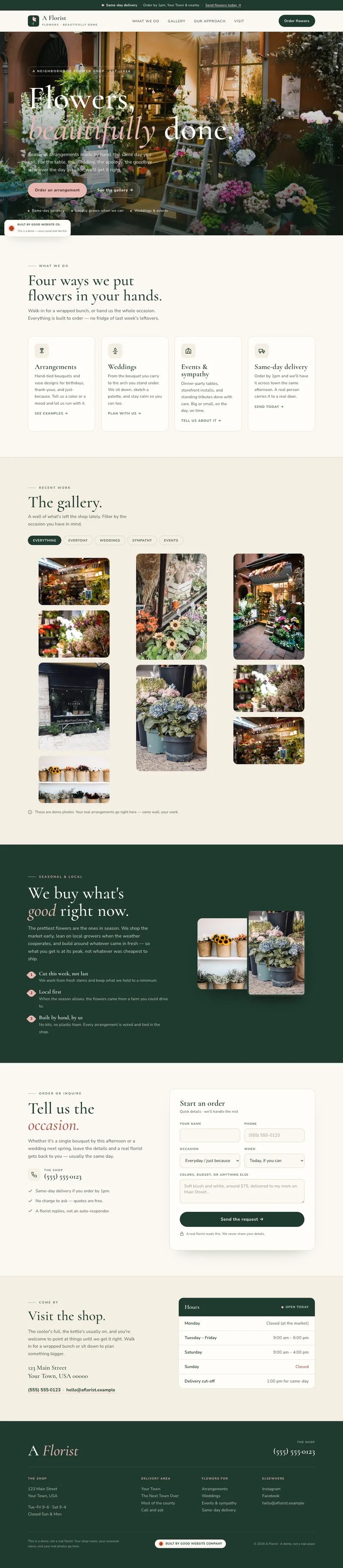 A Florist demo website by Good Website Company
