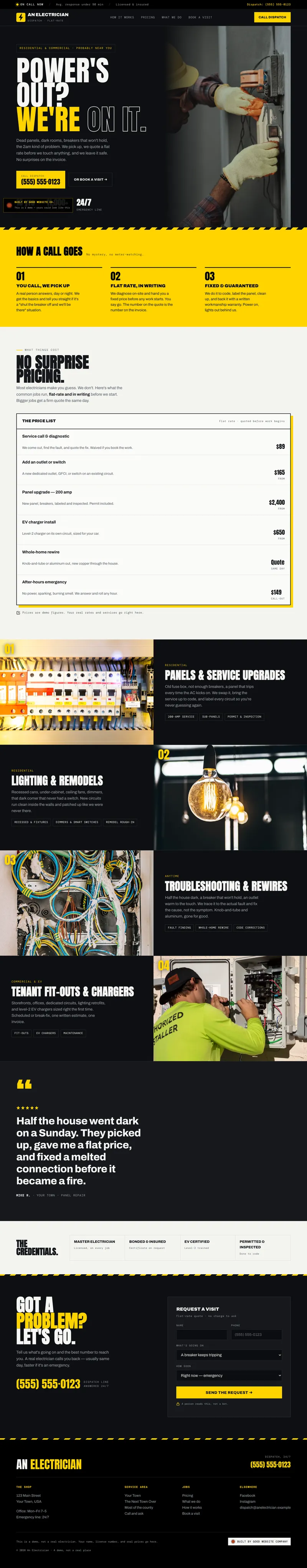 An Electrician demo website by Good Website Company