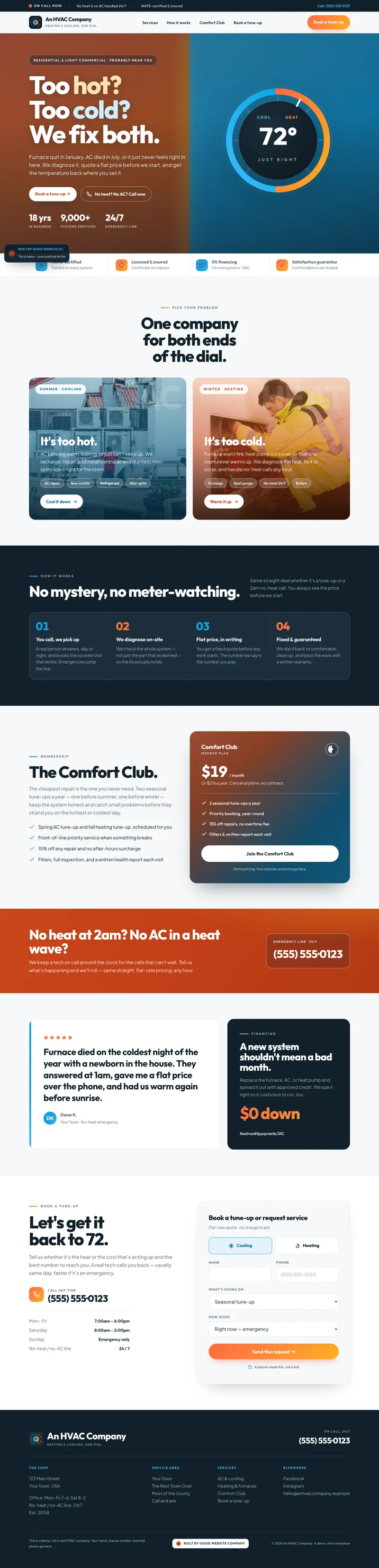 An HVAC Company demo website by Good Website Company