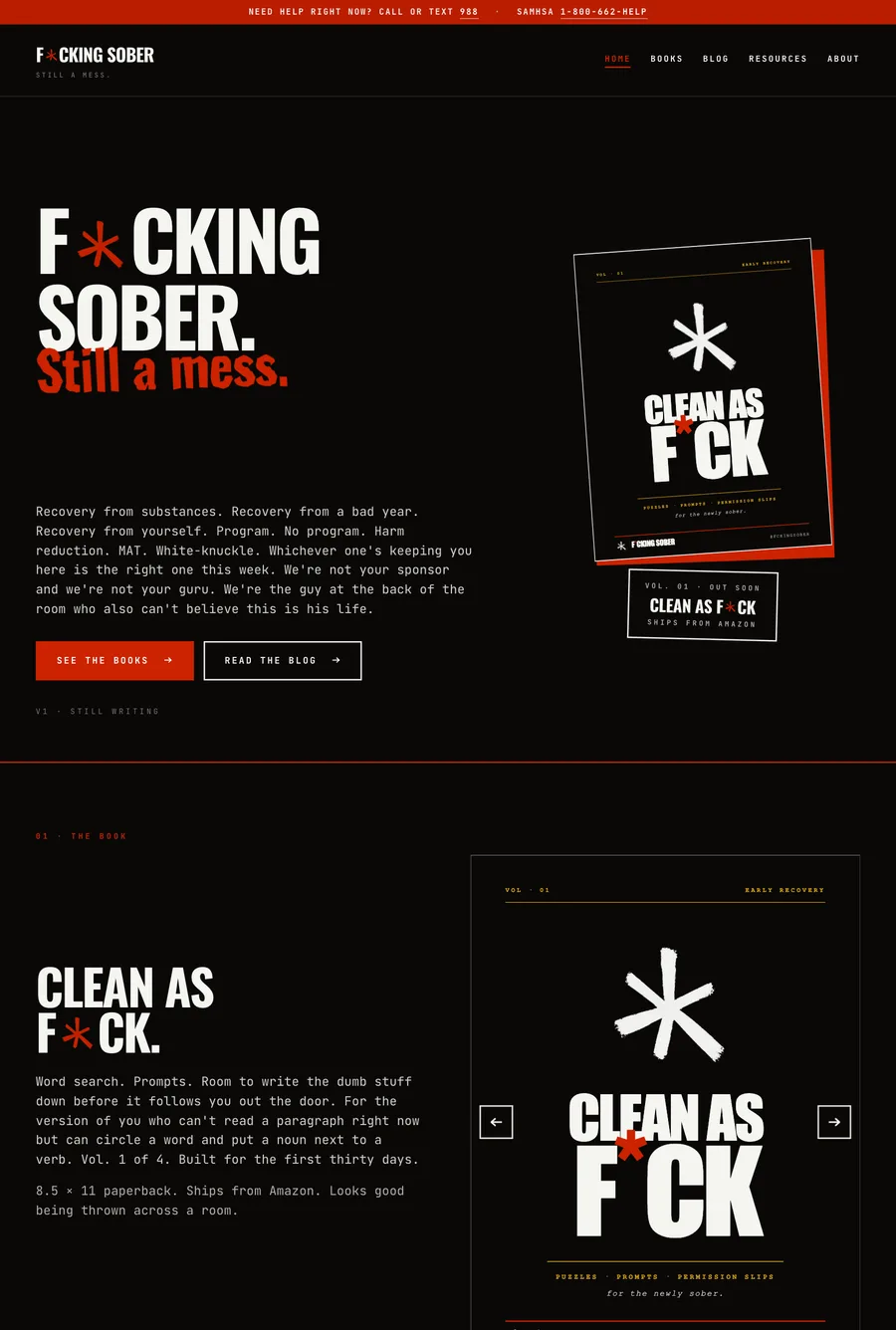 Fcking Sober website built by Good Website Company