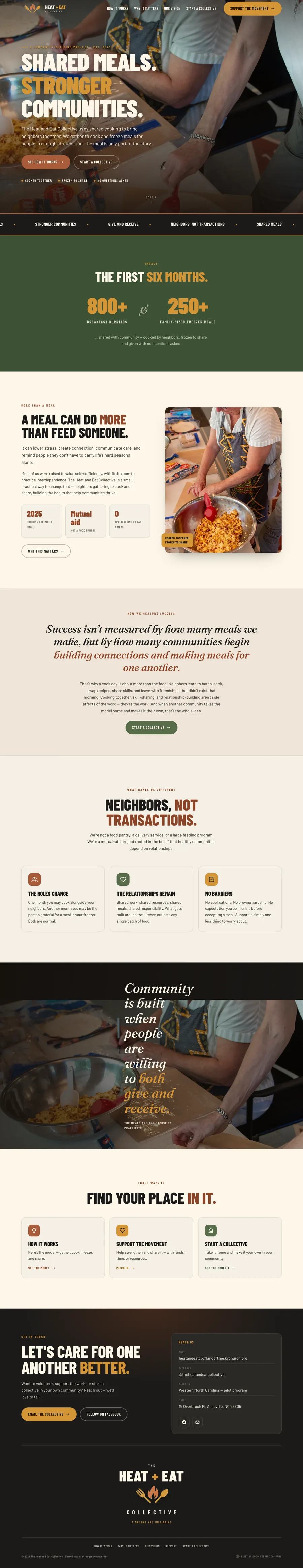The Heat and Eat Collective mutual aid website built by Good Website Company