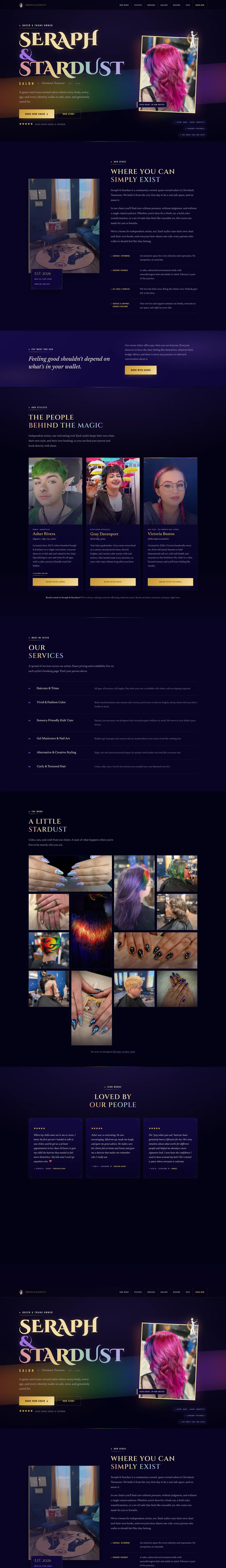 Seraph & Stardust Salon website built by Good Website Company