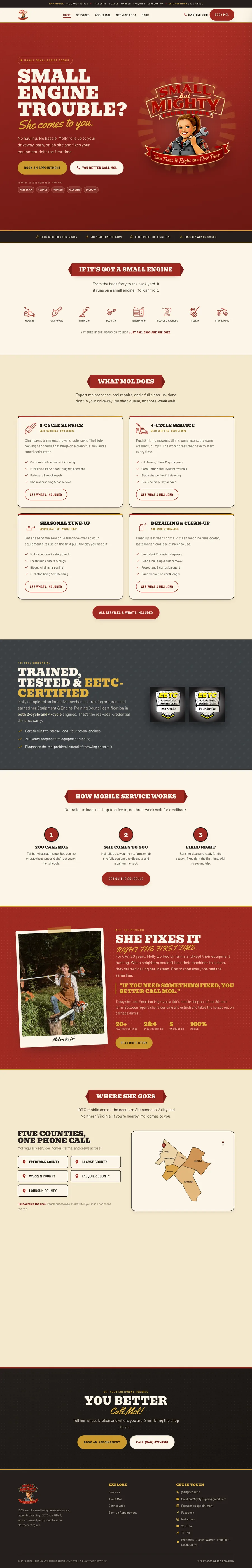 Small but Mighty Engine Repair website built by Good Website Company
