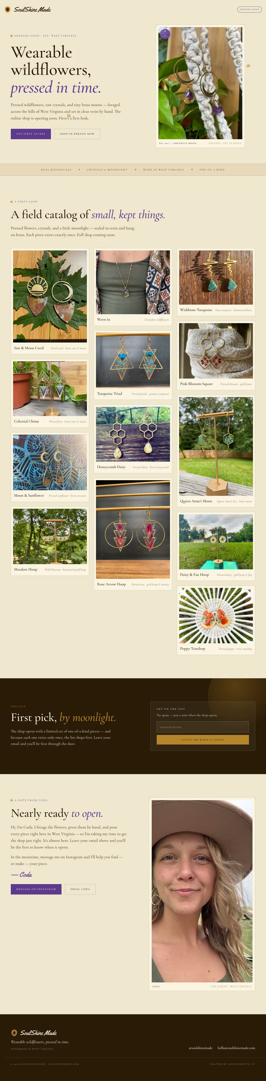 Soulshine Made handmade jewelry website built by Good Website Company